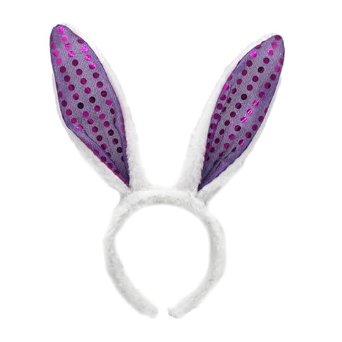 Haarband für Damen, biegbar, niedliches Kaninchenohr-Stirnband mit Pailletten für Kostümparty, Kaninchen-Thema, Foto-Requisiten für Mädchen, Teenager, Kopfschmuck von BEBIKR