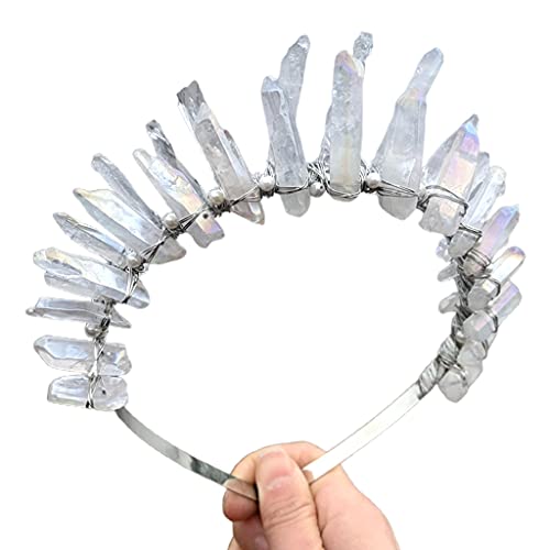 Haarband für Damen, doppelstöckig, natürliche Kristallkrone, Stirnband, handgefertigt, Perlen, Haarreifen, Party-Geschenk, Braut-Haarschmuck von BEBIKR