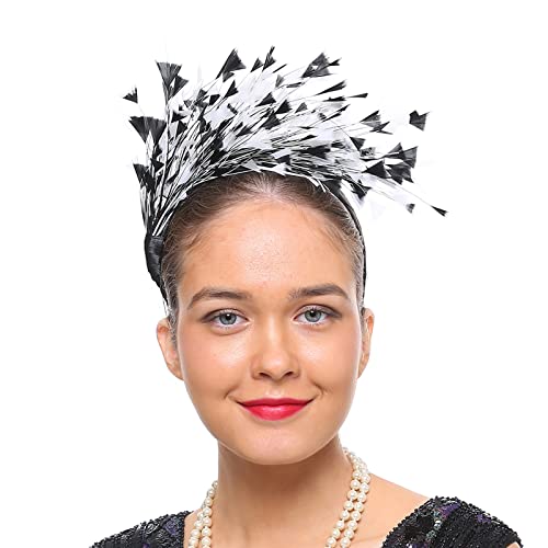 Haarband für Damen, farbiges Feder-Stirnband, Flapper-Feder-Stirnband, Feder-Fascinator, Kopfschmuck, Teeparty-Hut, Cocktail-Stirnband von BEBIKR