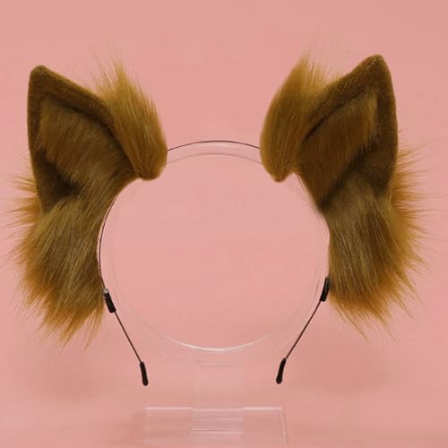 Haarband für Damen, für Katzen, Kunstohren, einfarbig, Plüsch, Cosplay, Tierhaarreifen von BEBIKR