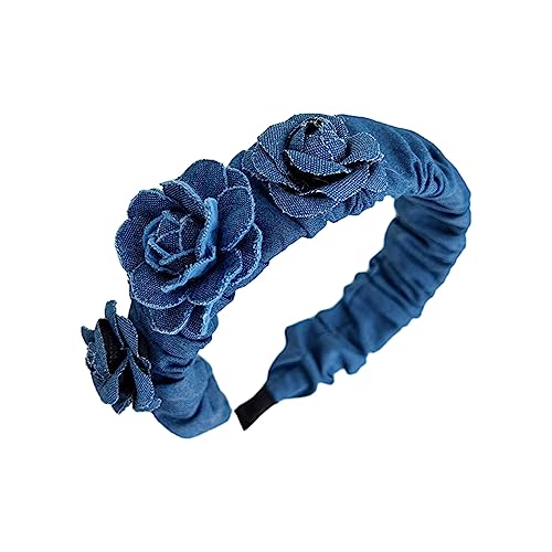 Haarband für Damen, süße, coole Stirnbänder, blaue Rosenform, Stirnband, modisch, breite Krempe, Mehrzweck-Yoga, Sport, Spa, Haarreifen für Damen von BEBIKR