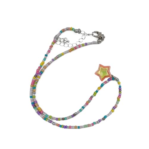 Koreanische mehrfarbige Stern-Anhänger-Halskette, Bohemian-Halsschmuck, Ornament, Halsband, Halskette, Perlen, Choker-Kette für Mädchen, Sonstige von BEBIKR