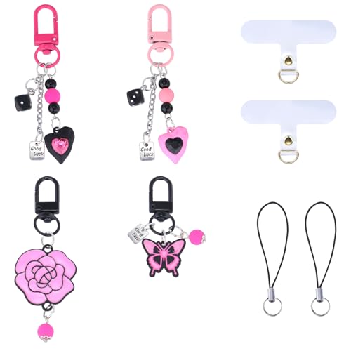BEEFLYING 4 Stück Legierung Emaille Kawaii Handyanhänger Riemen Niedlicher Y2K Schlüsselanhänger Tasche Geldbörse Zubehör für Frauen Mädchen BEEFLYING 4 Stück Legierung Emaille Kawaii Handyanhänger Riemen Niedlicher Y2K Schlüsselanhänger Tasche Geldbörse Zubehör für Frauen Mädchen von BEEFLYING