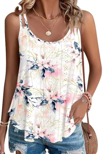 BEINF Damen Tank Top Sommer Ösenstickerei Ärmellose Westen Lose Passform Rundhalsausschnitt Shirt Blusen Tops Cami Spaghetti Träger Camisole Rosa Weiß Blume S BEINF Damen Tank Top Sommer Ösenstickerei Ärmellose Westen Lose Passform Rundhalsausschnitt Shirt Blusen Tops Cami Spaghetti Träger Camisole Rosa Weiß Blume S von BEINF