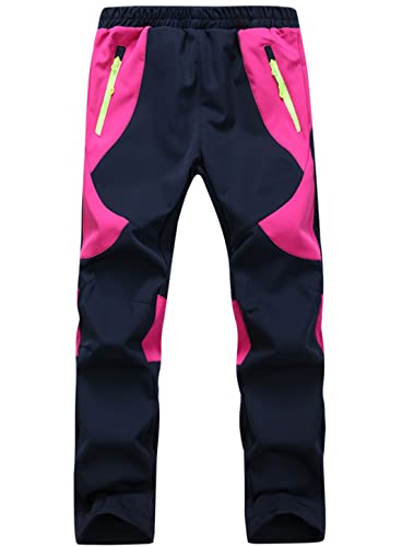 BELLOO Softshellhose Kinder Atmungsaktiv Outdoorhose Trekkinghose wasserdichte Wanderhose Schneedose,Rosa 116 von BELLOO