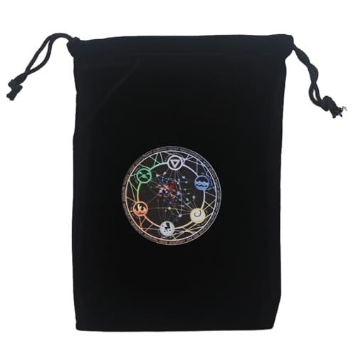 BELOWSYALER Divinations Tarotkarten-Würfeltasche, Mini-Hochzeitstasche, Tischdecke, Orakel, Kartenspiel, Tasche, Schmuckaufbewahrung, Kordelzug, Tarotkarte mit Kordelzug, a von BELOWSYALER