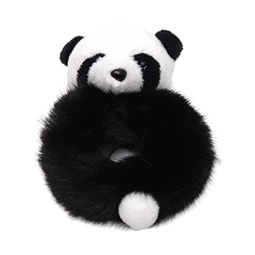 Elastische Haargummis, Cartoon-Panda-Haarbänder, Plüschtier-Haargummi, schöner Pferdeschwanz-Halter für Mädchen, Geschenk, Plüsch-Haargummis von BELOWSYALER