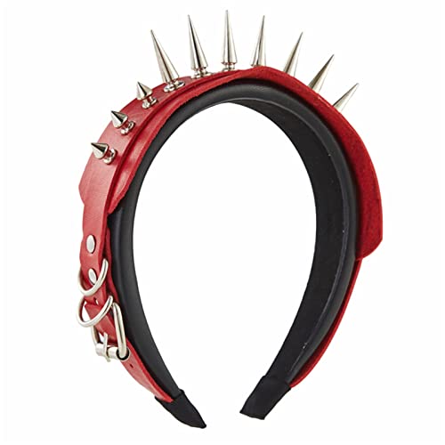 Punk Stirnband Stirnband Gothic Tiaras Nieten Stirnband Leder Kopfbedeckung Rock Stirnband für Herren Steampunk Nieten Stirnband von BELOWSYALER