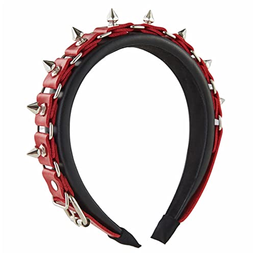 Stirnband Gothic Tiaras Leder Kopfbedeckung Steampunk Rock Stirnband für Herren Punk Stirnband Nieten Stirnband Gothic Tiaras von BELOWSYALER