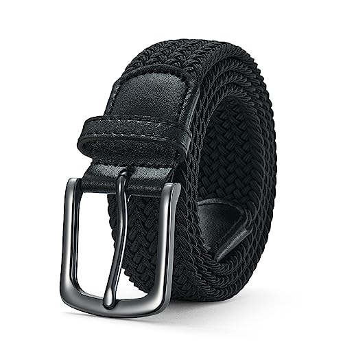 BELTER Stretchgürtel Herren Elastischer Gürtel Stoffgürtel Damen Flechtgürtel Geflochtener mit Verdickt Hohe Elastizität für Sport im Freien (Schwarz, 115cm) von BELTER