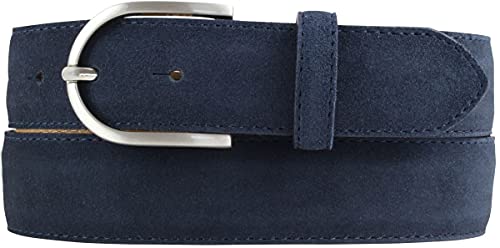 BELTINGER Damen-Gürtel aus Veloursleder 3,5 cm | Velour-Ledergürtel für Damen 35mm | Wildleder-Gürtel mit runder Gürtelschließe | Marine 95cm von BELTINGER