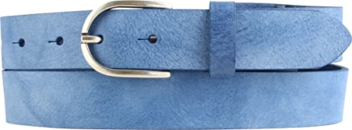 BELTINGER Damen-Gürtel aus weichem Vollrindleder Vintage-Look 3 cm | Leder-Gürtel für Damen 30mm | Schmaler Gürtel Used-Look | Blau 80cm von BELTINGER