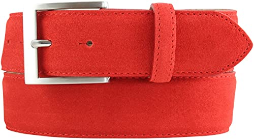 BELTINGER Gürtel aus Veloursleder 4 cm | Hochwertiger Velour-Ledergürtel für Herren 40mm | Herren-Gürtel Wildleder-Gürtel 4cm | Rot 120cm von BELTINGER