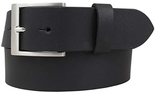 BELTINGER Gürtel mit Edelstahl-Gürtelschnalle aus Vollbüffelleder 4 cm | Jeans-Gürtel für Damen Herren 40mm | Leder-Gürtel aus Büffelleder 4cm | Schwarz 105cm von BELTINGER