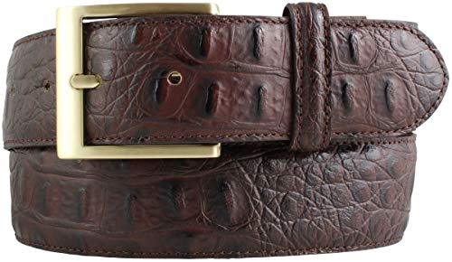 BELTINGER Gürtel mit goldener Gürtelschnalle und Krokoprägung 4 cm | Leder-Gürtel 40mm Kroko-Optik | Kroko-Muster 4cm | Braun 110cm von BELTINGER