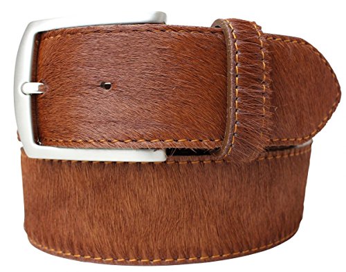 BELTINGER Hochwertiger Fell-Ledergürtel 4 cm | Herren-Gürtel für Herren 40mm | Fell-Gürtel mit massiver Dornschließe | Braun 85cm von BELTINGER