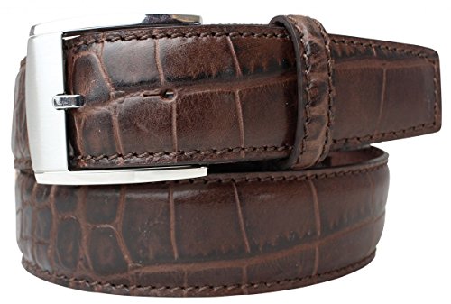 BELTINGER Jeansgürtel mit Krokoprägung 4 cm | Leder-Gürtel für Herren 40mm Kroko-Optik | Jeans-Gürtel mit Kroko-Muster | Braun 85cm von BELTINGER