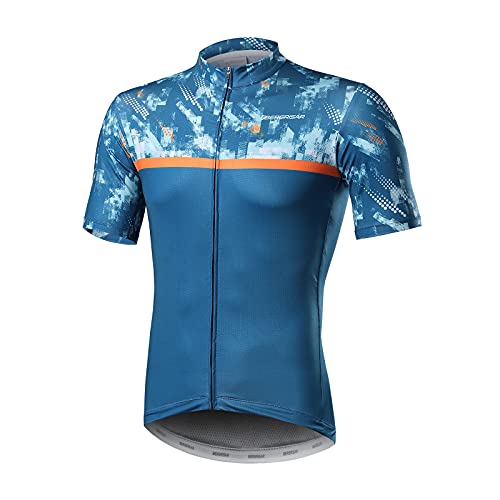 BERGRISAR Kurzarm Fahrradtrikot Herren Radtrikot mit Reißverschluss Taschen Trikots für MTB Mountainbike, Himmelblau, XX-Large von BERGRISAR