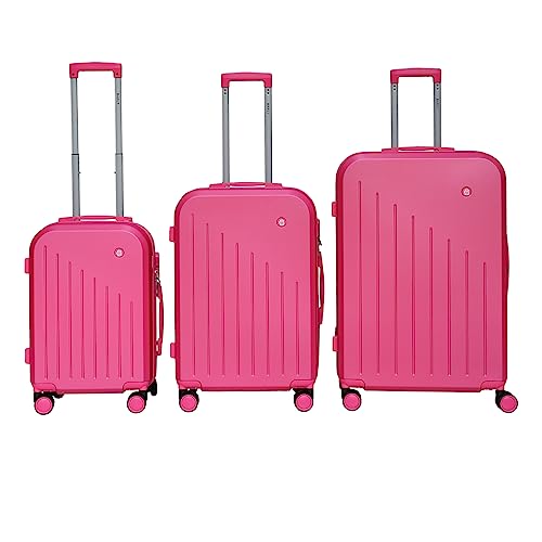 BERWIN Kofferset 3-teilig Reisekoffer Koffer Trolley Hartschalenkoffer ABS Teleskopgriff Beautycase Modell ARES (Pink) von BERWIN