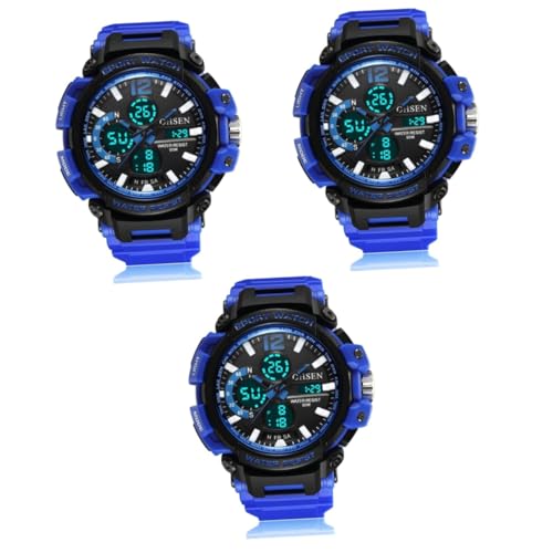 BESPORTBLE 3 Stück 1713 Blaue Uhren Für Herren Wecker Uhr Minimalistische Uhr Outdoor-Uhren Für Herren Herrenuhr Zifferblatt Armbanduhren Mann Beobachten Leuchtende Uhr Fitness Multifunktion von BESPORTBLE