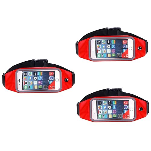 BESPORTBLE 3St fitnessband fitnessbänder Fitness Straps Sport-Accessoires Hüftgurt für Männer Laufender Hüftgurt Herrengürtel gürteltasche Handy Riementasche erröten Bauchtasche Reisen rot von BESPORTBLE