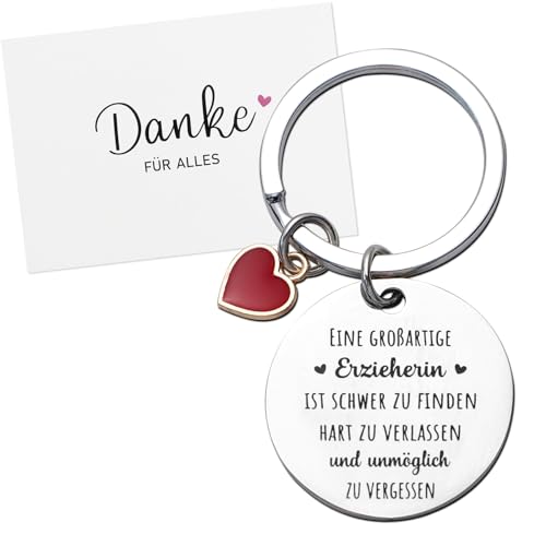 BETESSIN Abschiedsgeschenk - Eine großartige Erzieherin ist schwer zu finden - Schlüsselanhänger mit Dankeskarte und Umschlag - Geschenk für Erzieherin zum Abschied Kita BETESSIN Abschiedsgeschenk - Eine großartige Erzieherin ist schwer zu finden - Schlüsselanhänger mit Dankeskarte und Umschlag - Geschenk für Erzieherin zum Abschied Kita von BETESSIN