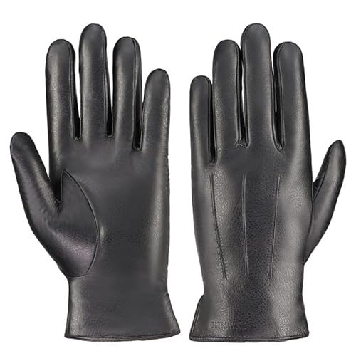 BETLEWSKI - Herren Handschuhe aus Schafsleder gefüttert - Warme Winter Lederhandschuhe für Männer in Schwarz mit Futter - klassische Winterhandschuhe mit weichem Innenfutter - Modell Charles - XXL von BETLEWSKI