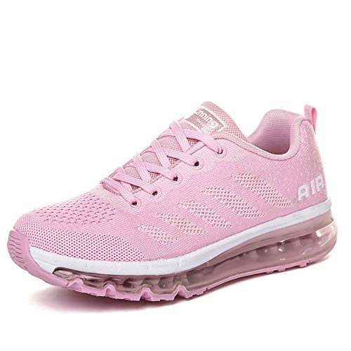 frysen Herren Damen Sportschuhe Laufschuhe mit Luftpolster Turnschuhe Profilsohle Sneakers Leichte Schuhe Pink 36 von frysen