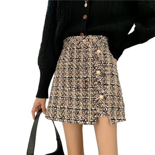 BETYFUL Damen Karo Rock Fall Winter Kurz A Linie Mini Rock mit Knöpfenk,Minirock Elegant Rock Kariert Tweed Rock Plaid Skirt BETYFUL Damen Karo Rock Fall Winter Kurz A Linie Mini Rock mit Knöpfenk,Minirock Elegant Rock Kariert Tweed Rock Plaid Skirt von BETYFUL