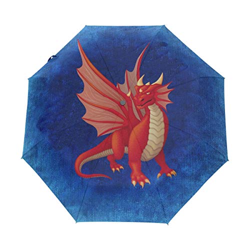 Fliegender Drache Regenschirm Auf-Zu Automatik Taschenschirm Winddichter Umbrella Klein Leicht Schirm Kompakt Schirme für Jungen Mädchen Reise Strand Frauen von BEUSS