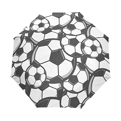 Fußball Regenschirm Auf-Zu Automatik Taschenschirm Winddichter Umbrella Klein Leicht Schirm Kompakt Schirme für Jungen Mädchen Reise Strand Frauen von BEUSS