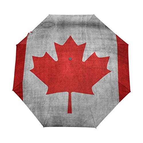 Kanada Flagge Banner Kunst Regenschirm Auf-Zu Automatik Taschenschirm Winddichter Umbrella Klein Leicht Schirm Kompakt Schirme für Jungen Mädchen Reise Strand Frauen von BEUSS