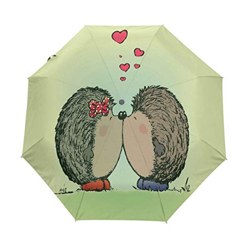 Liebe Familie Igel Regenschirm Auf-Zu Automatik Taschenschirm Winddichter Umbrella Klein Leicht Schirm Kompakt Schirme für Jungen Mädchen Reise Strand Frauen von BEUSS