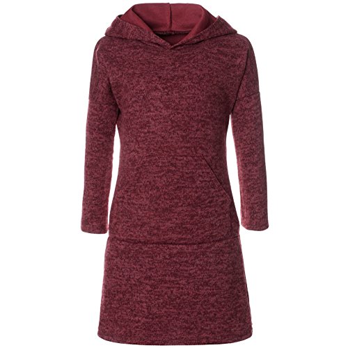 BEZLIT Mädchen Pullover Kleid Long Tunika Langarm Kapuze 21579 Bordeaux Größe 128 von BEZLIT