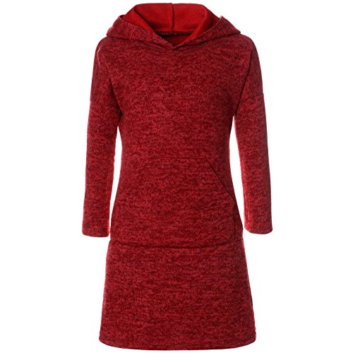 BEZLIT Mädchen Pullover Kleid Long Tunika Langarm Kapuze 21579 Rot Größe 152 von BEZLIT
