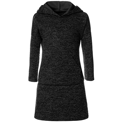 BEZLIT Mädchen Pullover Kleid Long Tunika Langarm Kapuze 21579 Schwarz Größe 164 von BEZLIT