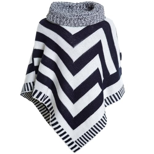 BEZLIT Mädchen Kinder Strick Poncho Schalkragen Rollkragen 20193 Blau 116 von BEZLIT