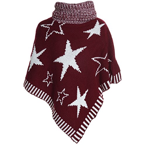 BEZLIT Mädchen Strick Poncho Mädchen Schalkragen Rollkragen Kinder Winter 20562 Bordeaux Größe 140 von BEZLIT