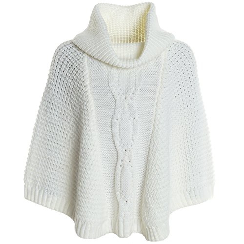 BEZLIT Mädchen Strick Poncho Mädchen Schalkragen Rollkragen Kinder Winter 20783 Weiß Größe 104 von BEZLIT