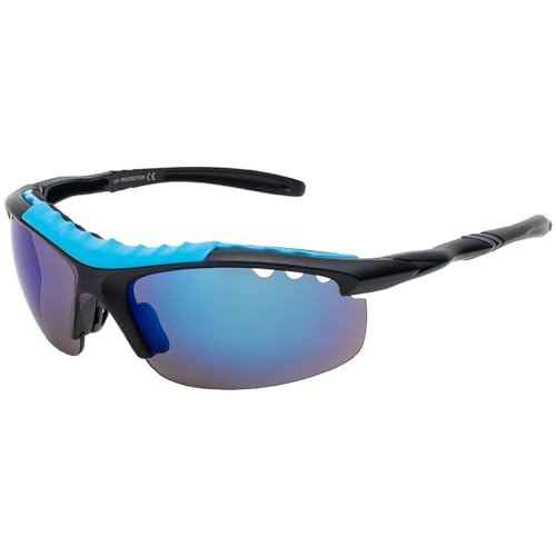 Unisex Sonnenbrillen Bikerbrille Sonnenbrille Damen Flieger verspiegelt Blau von BEZLIT