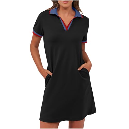 Polokleid Damen Sommer Revers Minikleid Knielang Freizeitkleid Kurzarm Sommerkleid Einfarbig Golf Kleid Kurze Shirtkleid mit Taschen Leichte Bequem Sportkleid Lässiges Tennis Kleider Polokleid Damen Sommer Revers Minikleid Knielang Freizeitkleid Kurzarm Sommerkleid Einfarbig Golf Kleid Kurze Shirtkleid mit Taschen Leichte Bequem Sportkleid Lässiges Tennis Kleider von BFSWL