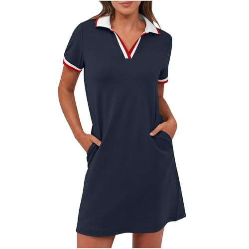 Polokleid Damen Sommer Revers Minikleid Knielang Freizeitkleid Kurzarm Sommerkleid Einfarbig Golf Kleid Kurze Shirtkleid mit Taschen Leichte Bequem Sportkleid Lässiges Tennis Kleider Polokleid Damen Sommer Revers Minikleid Knielang Freizeitkleid Kurzarm Sommerkleid Einfarbig Golf Kleid Kurze Shirtkleid mit Taschen Leichte Bequem Sportkleid Lässiges Tennis Kleider von BFSWL