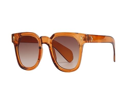 BGMCSFerG Retro-Sonnenbrille für Herren, schwarz, grau, braun, UV400, quadratischer Rahmen, für den Sommer, Uni, Orange mit Braun, Medium BGMCSFerG Retro-Sonnenbrille für Herren, schwarz, grau, braun, UV400, quadratischer Rahmen, für den Sommer, Uni, Orange mit Braun, Medium von BGMCSFerG