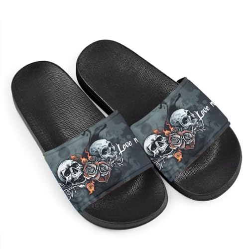 BGYFJYN Sommerpantoffeln mit Schmetterlings-Aufdruck, für Herren und Damen, Kinder, Sonnenblume, bunt, Batikmuster, Hausschuhe, rutschfest, leicht, Grey Skull Love, 41 EU BGYFJYN Sommerpantoffeln mit Schmetterlings-Aufdruck, für Herren und Damen, Kinder, Sonnenblume, bunt, Batikmuster, Hausschuhe, rutschfest, leicht, Grey Skull Love, 41 EU von BGYFJYN