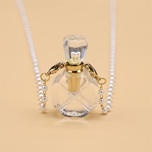 BIANMTSW 1PC Natürliche Klare Quarz Stein Ätherisches Öl Diffusor Anhänger Stein Perle Kette Parfüm Flasche Anhänger Halskette Frauen Schmuck Party Voller Textur (Color : 19x33x12mm) von BIANMTSW