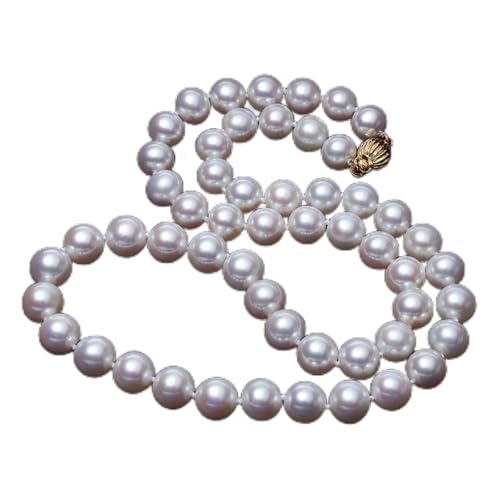 Ketten für Damen 8-9 mm natürliche Perlenkette for Frauen, echte 14 Karat runde Perlenkette Hochzeitsschmuck Birde feines Geschenk Mode-Accessoires ( Color : 45cm , Size : White pearl necklace ) von BIANMTSW