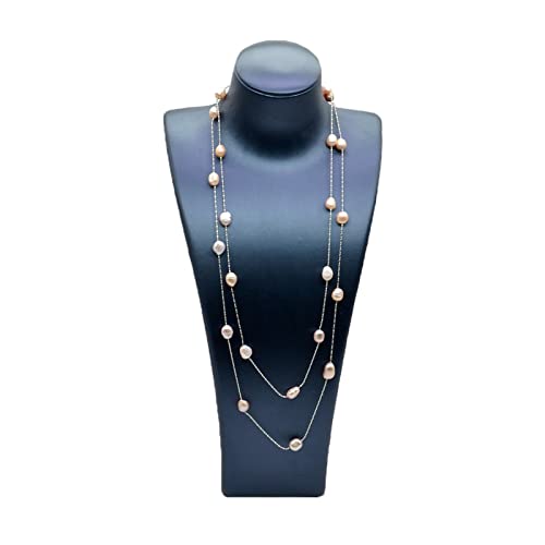 Ketten für Damen Barocke lange Halskette natürliche Süßwasserperle mehrfarbig unregelmäßige Form langes Kleid Zubehör Damen lange Perlenkette erfüllen Mode-Accessoires ( Color : 120 , Size : 10000mAh- von BIANMTSW