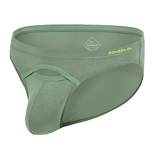 BIATWOWR Herren Bikini-Slip aus Bambusfaser Top Fly Atmungsaktiv Komfortabel Große Pouch Beule Weiche Unterwäsche M von BIATWOWR