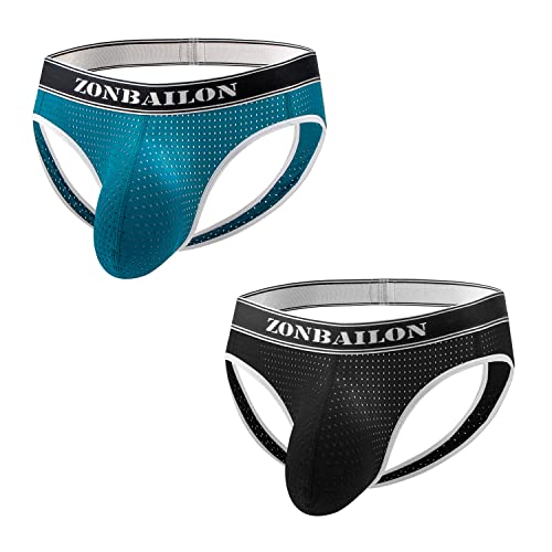 BIATWOWR Herren Jockstrap String Tanga Männer Slips Unterwäsche mit Tiefer Taille Wide Band Mesh Athletic Supporters Thong Underwear von BIATWOWR