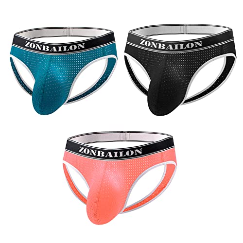 BIATWOWR Herren Jockstrap String Tanga Männer Slips Unterwäsche mit Tiefer Taille Wide Band Mesh Athletic Supporters Thong Underwear von BIATWOWR